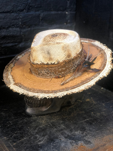 Boho rock straw hat  "Up side down , down side up “