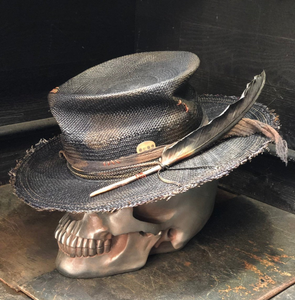 Boho rock straw hat  "Eclisse di luna "