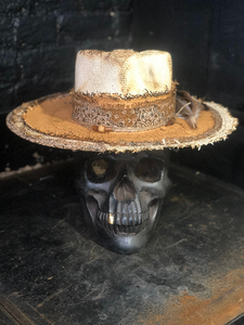 Boho rock straw hat  "Up side down , down side up “